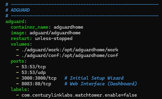AdGuard Home dashboard
